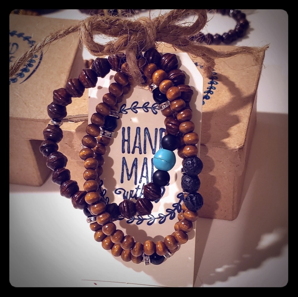 Wooden beaded bracelets